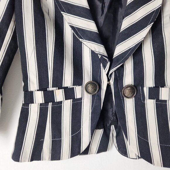 A'GACI black and white vertical striped blazer jacket size S Beetlejuice-style - Picture 4 of 10